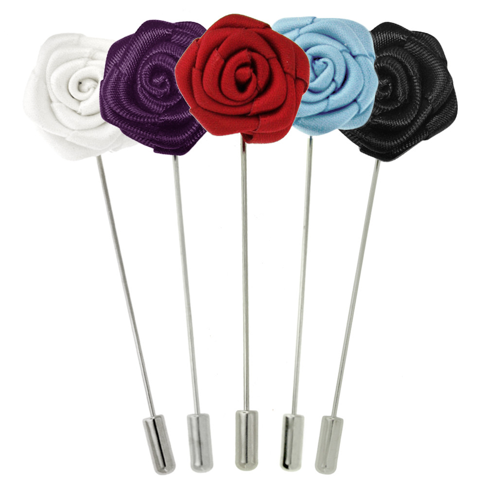 PinMart’s Silk Flower Stick Boutonniere lapel Pins – Select your color