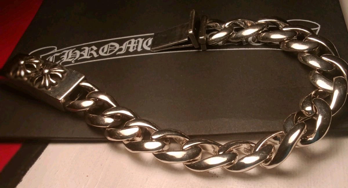 Chrome Gothic Bracelet biker Jewelery cuban link Men 24mm 10′ inch cross flower