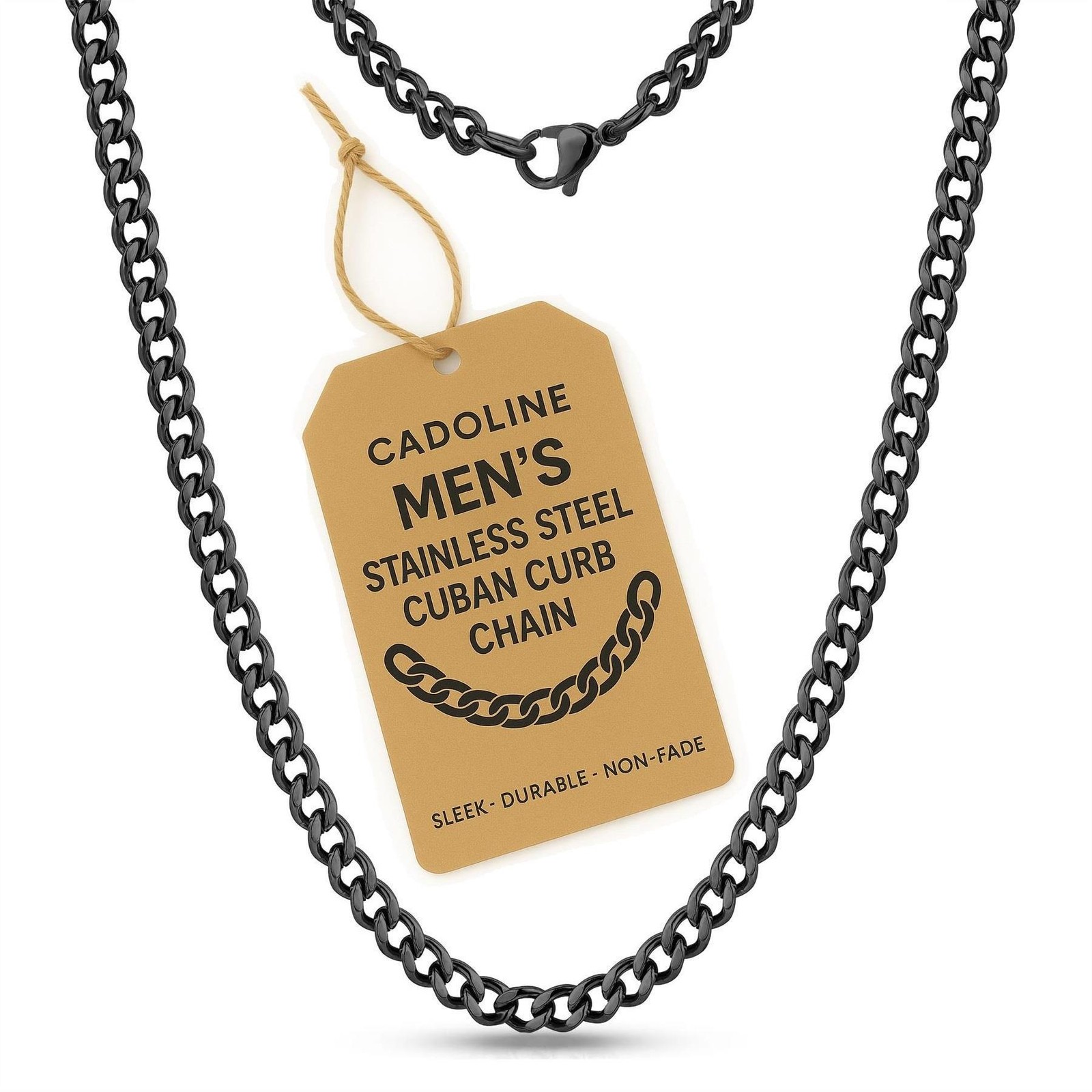 *UK* Black Stainless Steel 316L 3-13mm 16-26″ Mens Curb Chain Necklace Man Gift