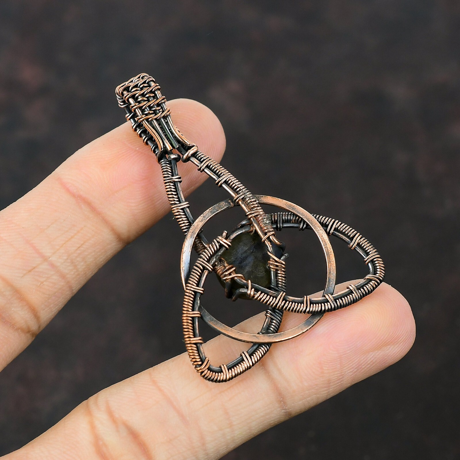 Labradorite Gemstone Jewelry Copper Gift For Love Wire Wrapped Star Pendant 2.2″