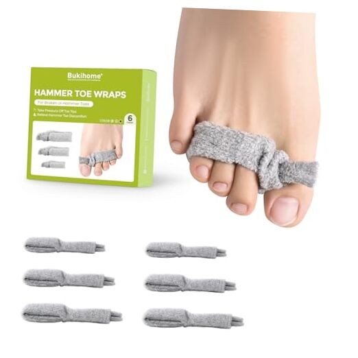 Adjustable Hammer Toe Corrector – 6 Pack Broken Toe 6 Count (Multi-Size) Gray