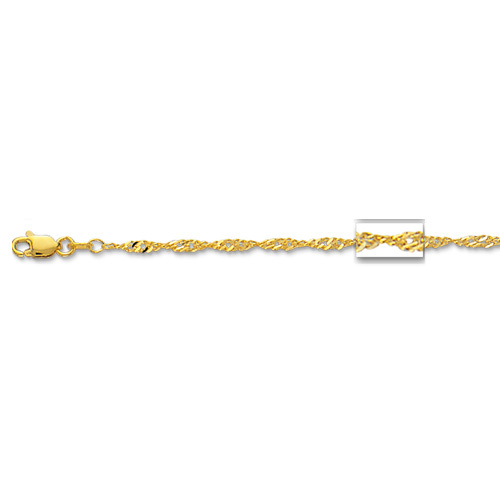 2.1mm Twisted Sparkle Singapore Chain Necklace Solid Real 14K Yellow Gold