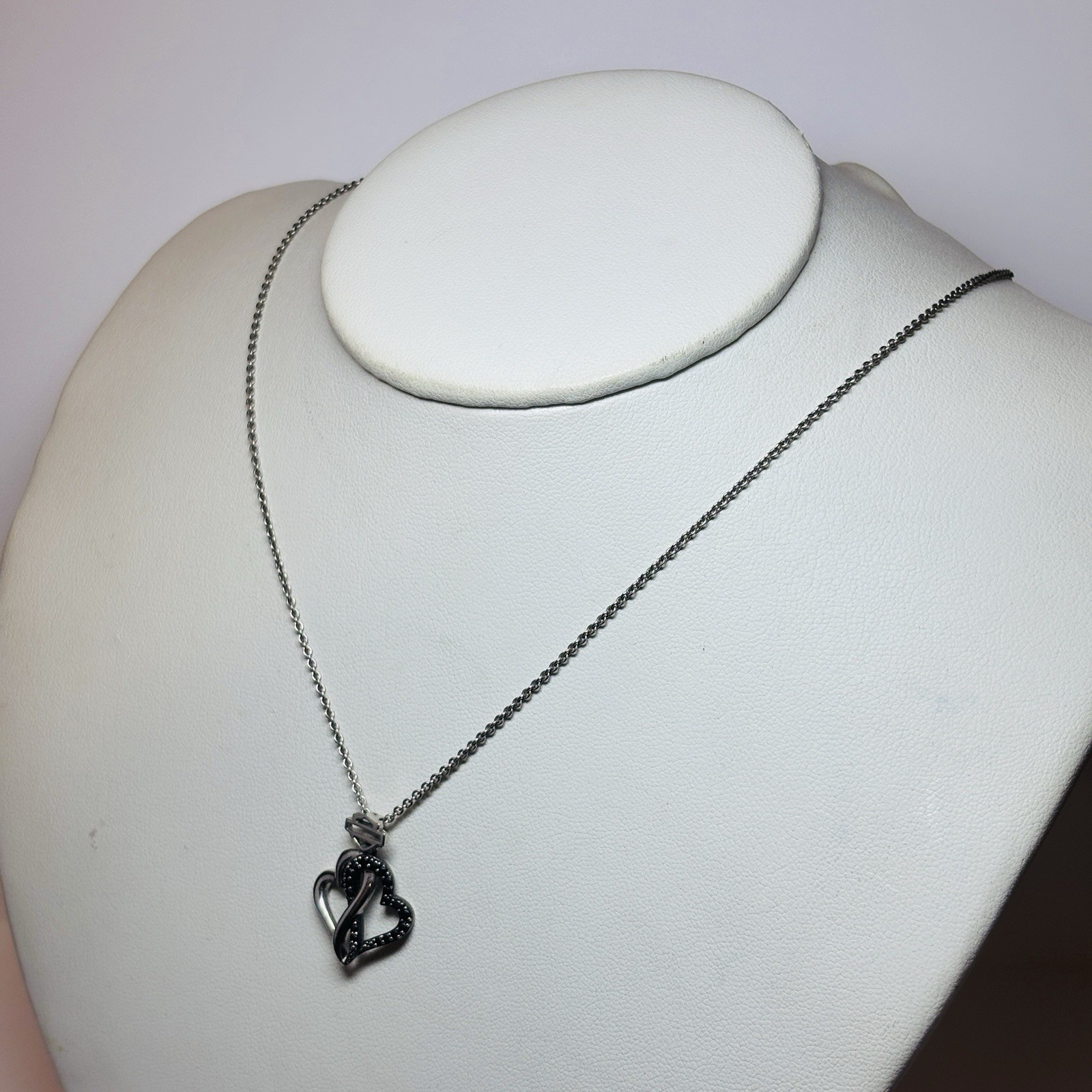 Harley Davidson Sterling 925 Silver Shield Logo Heart Necklace 17 in – .17