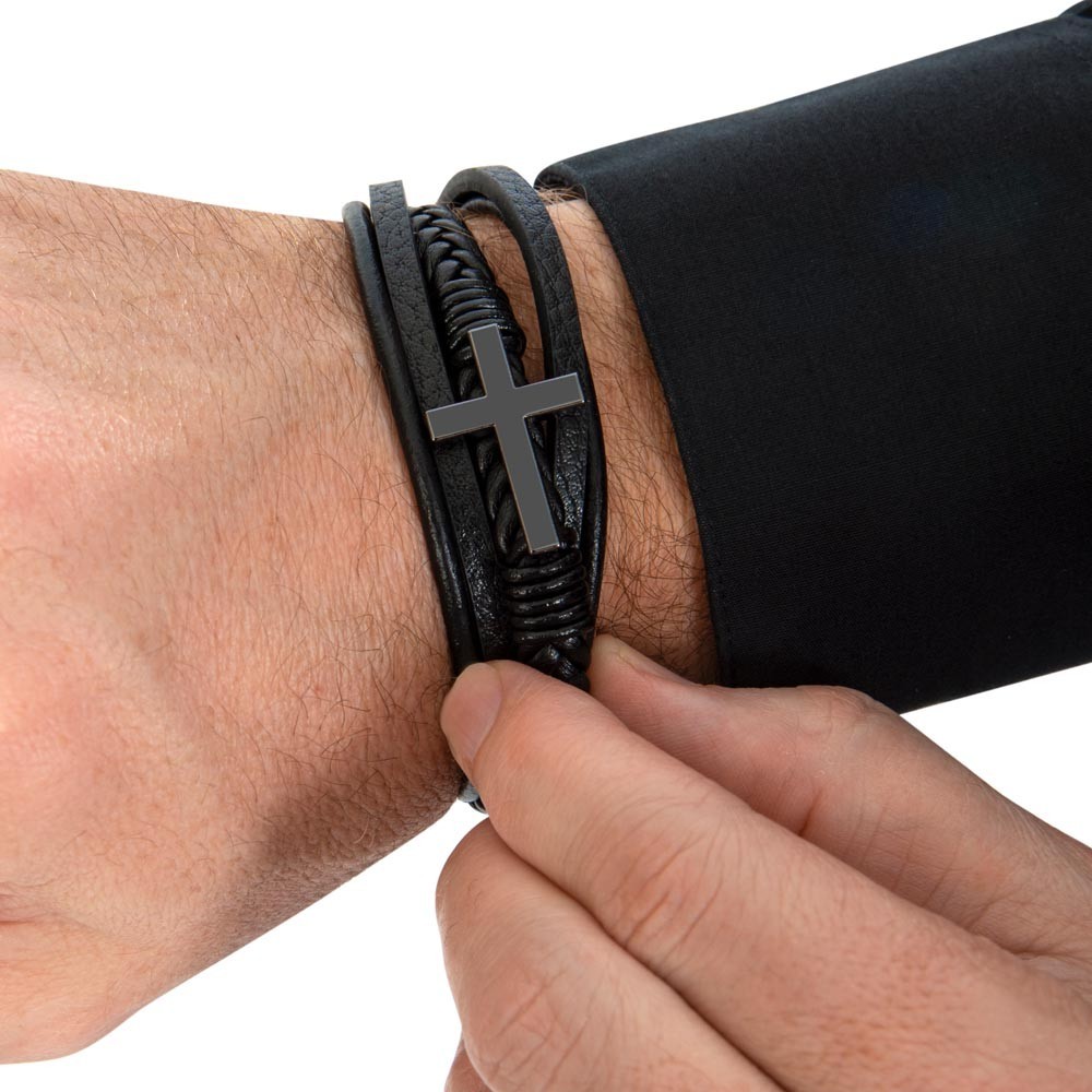 To My Best Friend Cross Leather Bracelet Christmas Birthday Graduation Gift