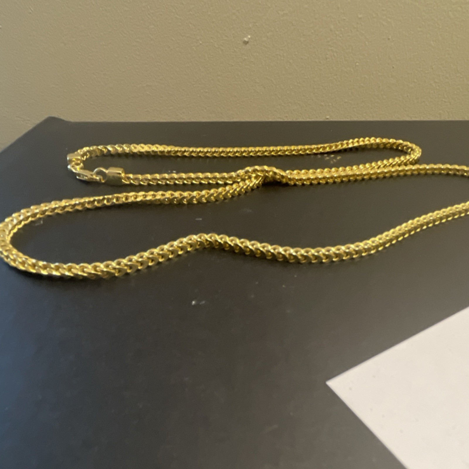 Gold over silver Box Link Chain Necklace with Lobster Clasp 24 inch 2.8mm
