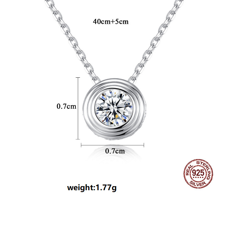 925 Sterling Silver Round CZ Solitaire Anniversary Wedding Pendant Necklace PE39