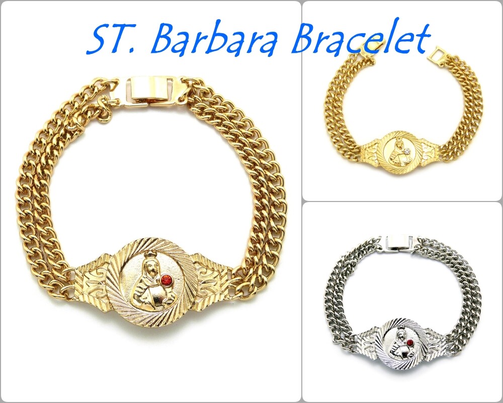 Catholic Saint Barbara Piece 8.25″ Double Link Chain Fashion Bracelet XB372
