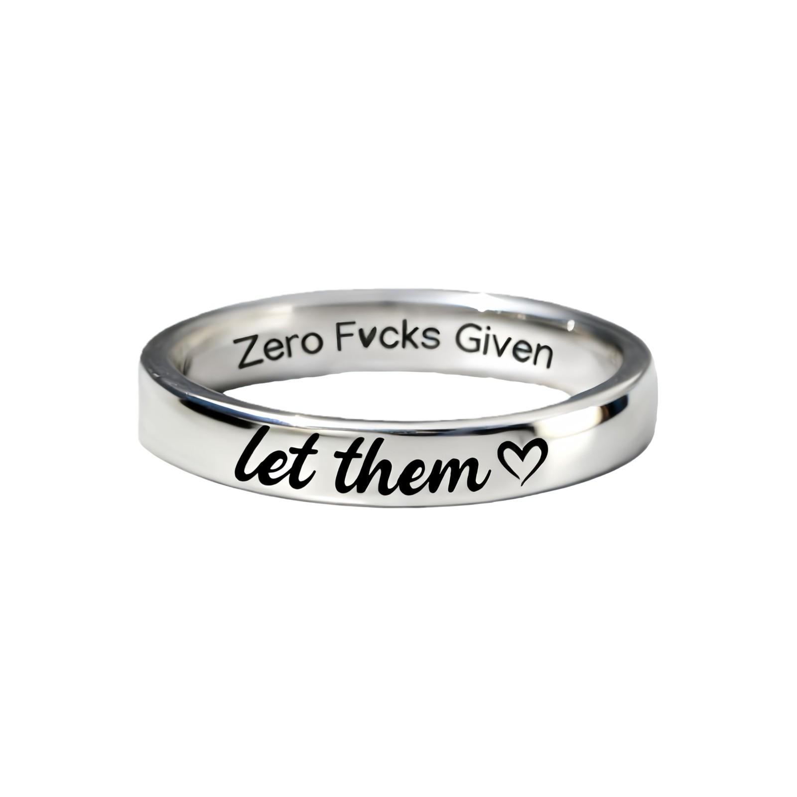 Let Them Zero Fcks Given Mantra Ring for , Stainless Steel Band Rings Silver …