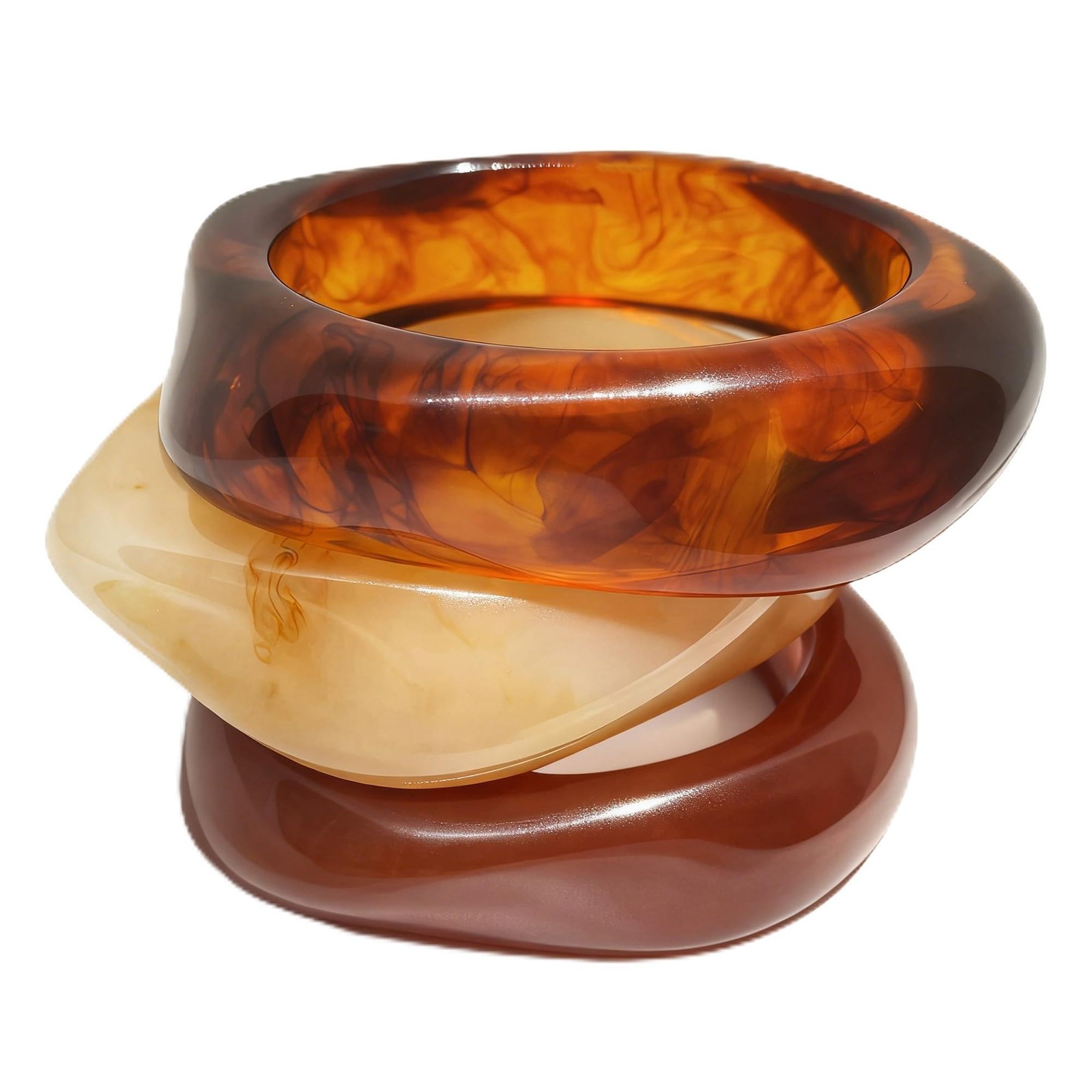 Chunky Resin Acrylic Bangle Bracelets for Women, Colorful Wide Geometric Bang…