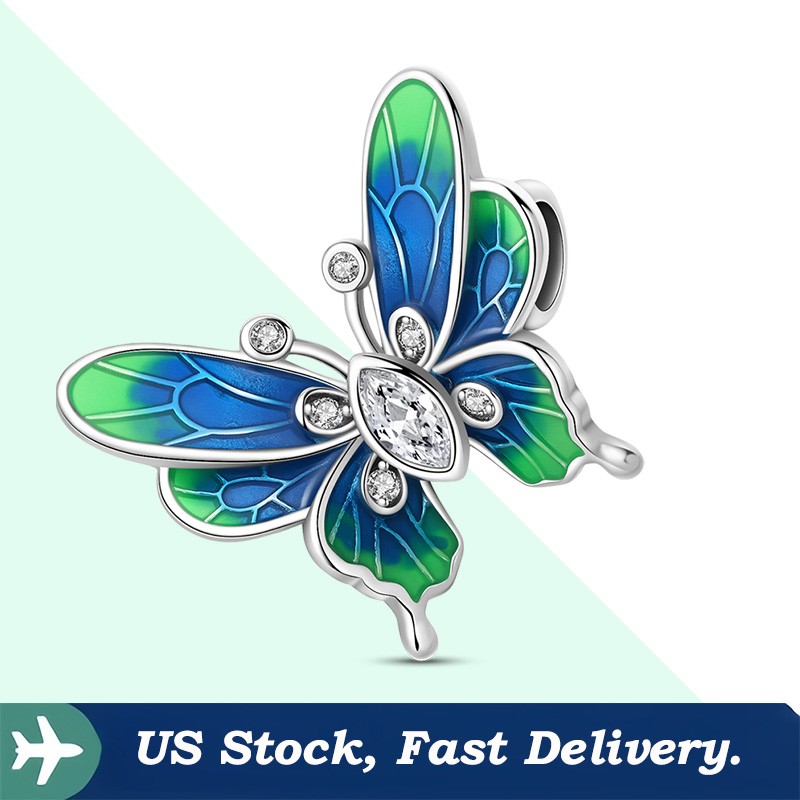 KUNSIR 925 Sterling Silver Charm For Bracelet Dreamer Butterfly Bead Charm DIY