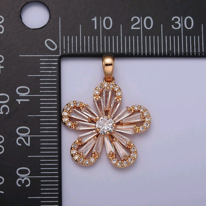 Pink Gold Hibiscus Flower Charm Micro Pave CZ Floral Pendant for Necklace Earrin