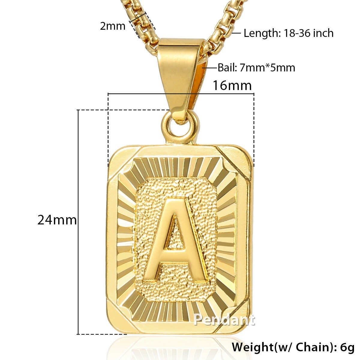 Gold Filled 26 Initial Letter A-Z Pendant Chain Necklace Customized Link 18-26″