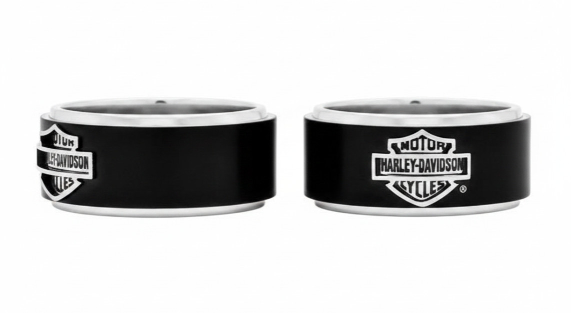 Harley-Davidson® Men’s Black Banded B&S Logo Ring Stainless Steel 14 HSR0001