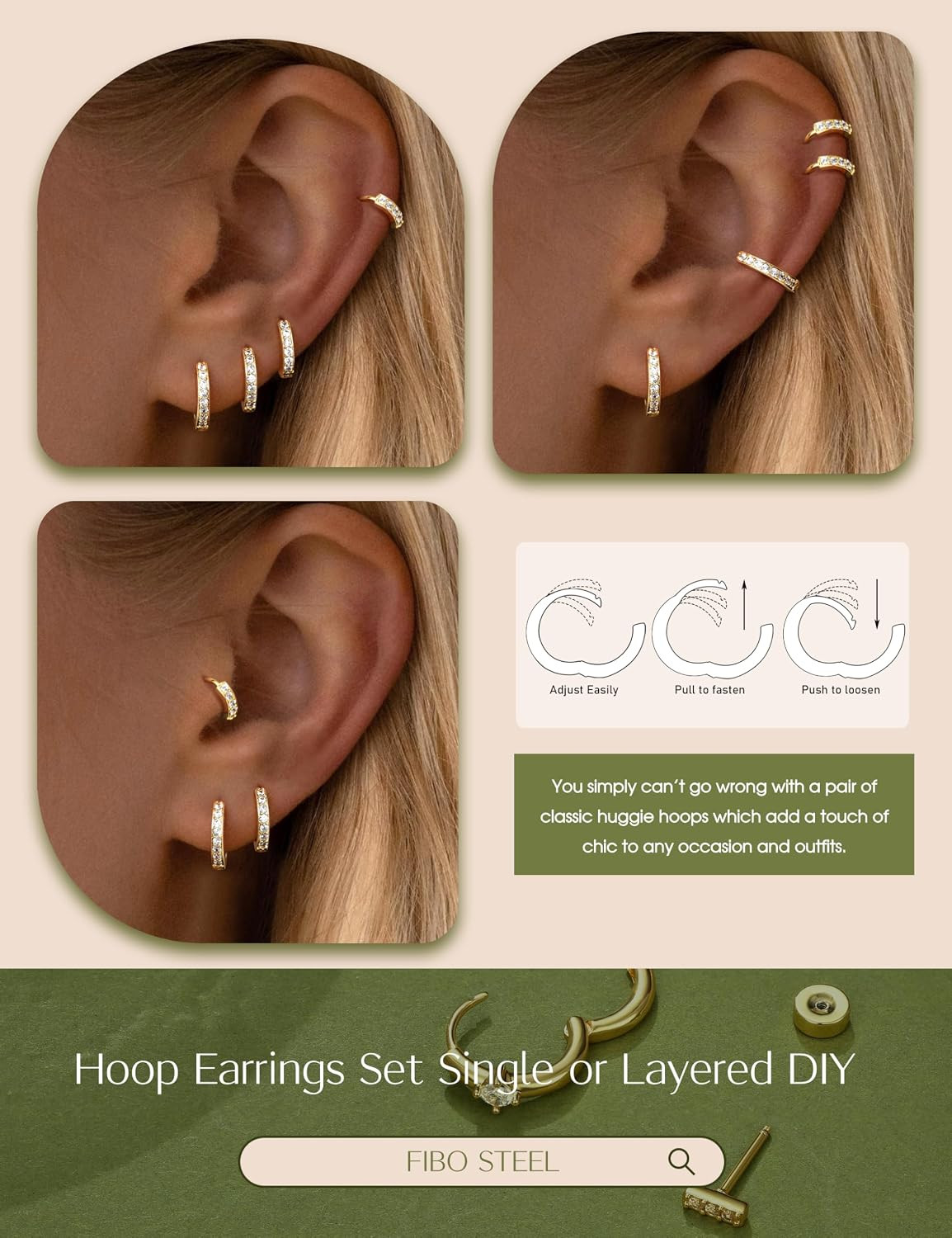 Small Gold Silver Hoop Earrings Set for Women – Hypoallergenic 14K Gold Plated E