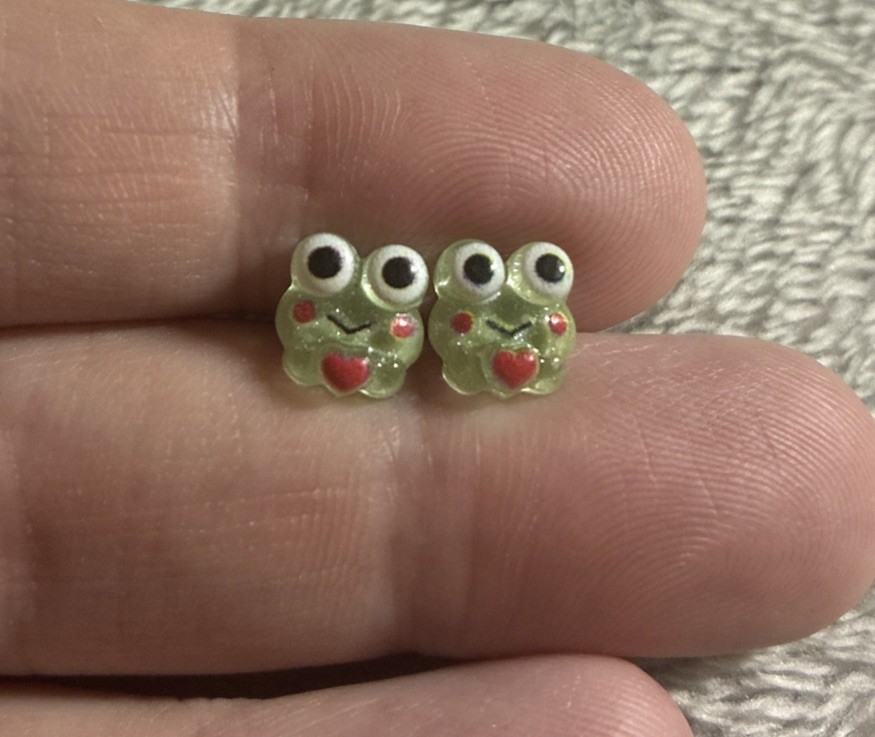 Mini Frog Stud Earrings Cute Fun Gift Novelty Party Holiday Stainless Steel