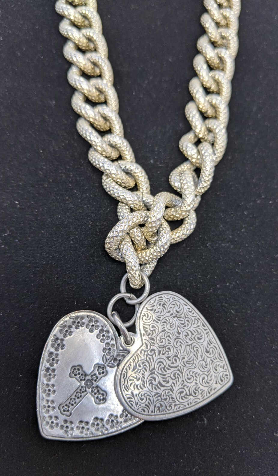 Love Never Fails 1 Corinthians Heart Necklace with Thick Chain