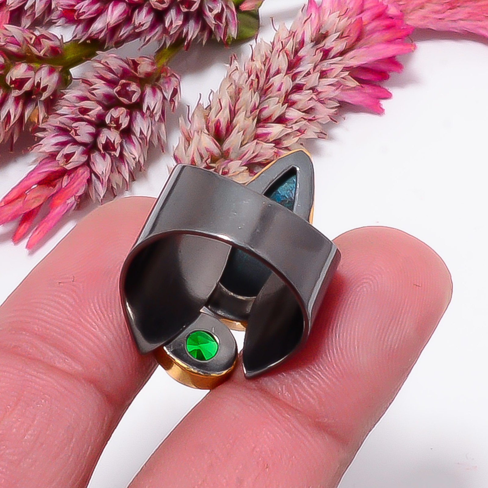Chrysocolla, Chrome Diopside Gold Plated 925 Sterling Silver Ring s.9 Sku52