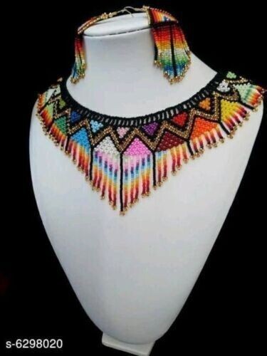 Handmade Necklace Woman American Style Native Boho Seed Bead Beautiful Necklace