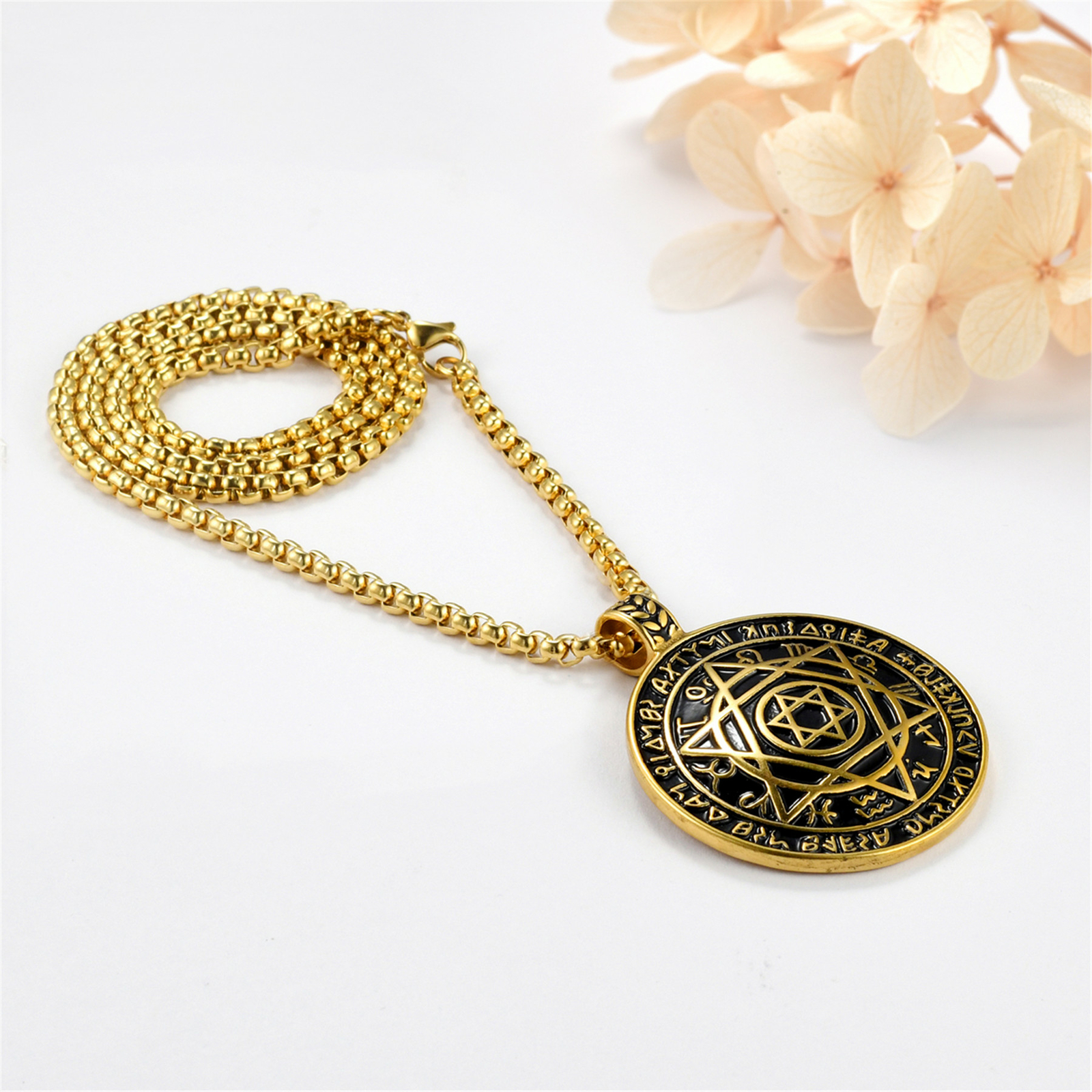 Talisman Seal Solomon Six-pointed Star 12 Constellation Unisex Pendant Necklace