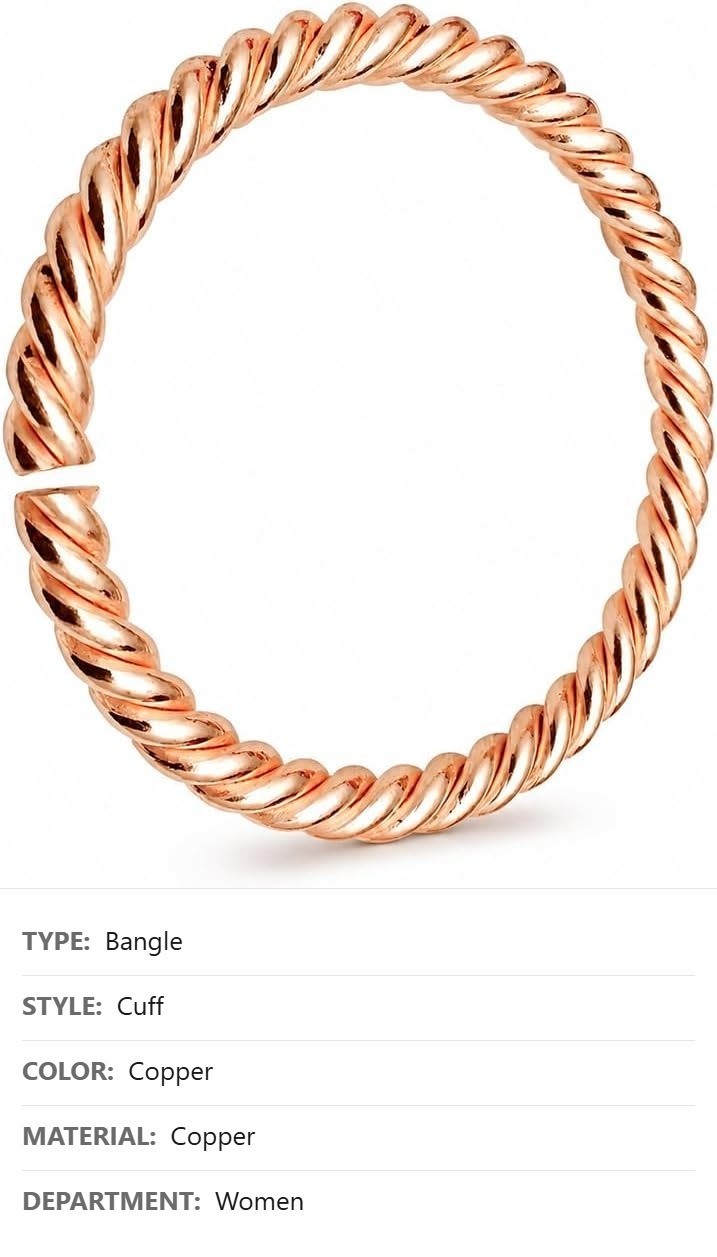 Copper Tensor Bracelet, Twisted Open Adjustable Cuff Bangle, Handmade
