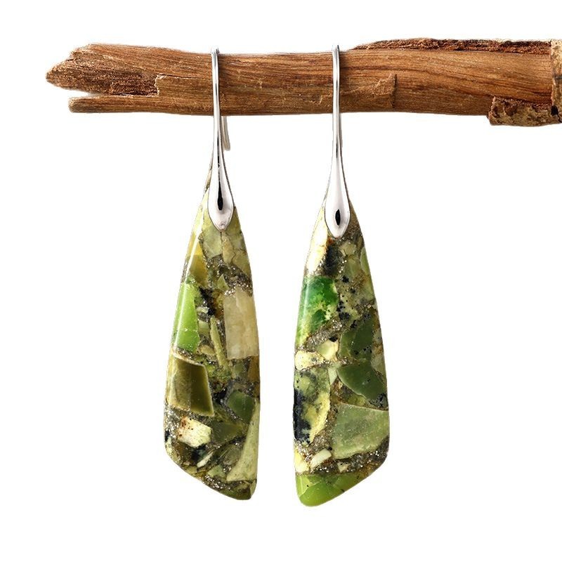 Bohemian Emperor Stone Geometric Pendant Earrings