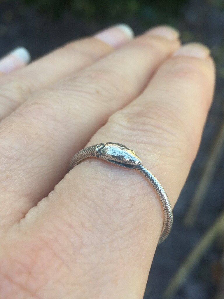 925 Sterling Silver Ouroboros Snake Ring Oxidized Serpent Gothic Ring Sz 8