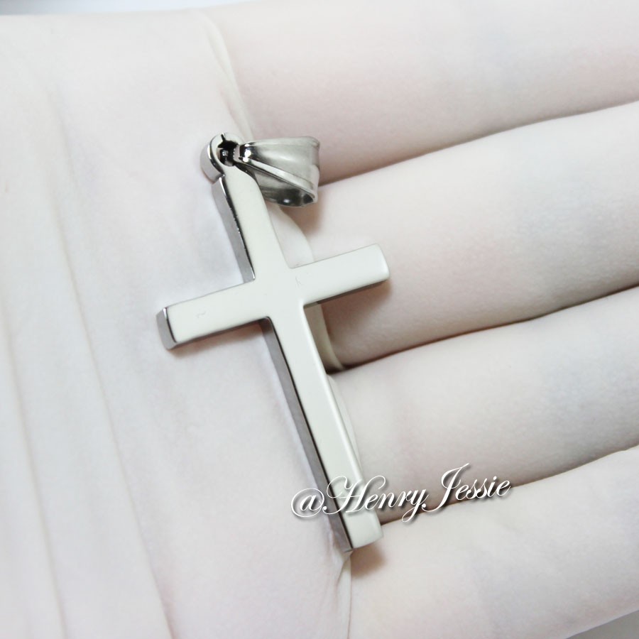 20″24″30″Stainless Steel 2.5mm Silver Smooth Rope Chain Necklace Cross Pendant*P