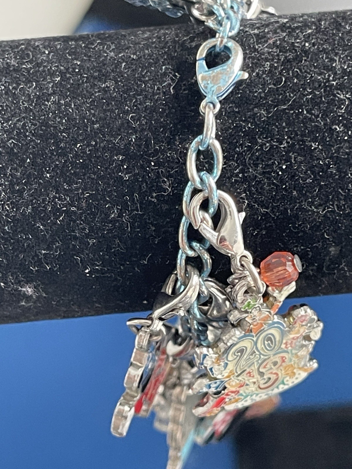 Disney World Blue Chain Charm Bracelet China Mickey Souvenir Gift Minnie