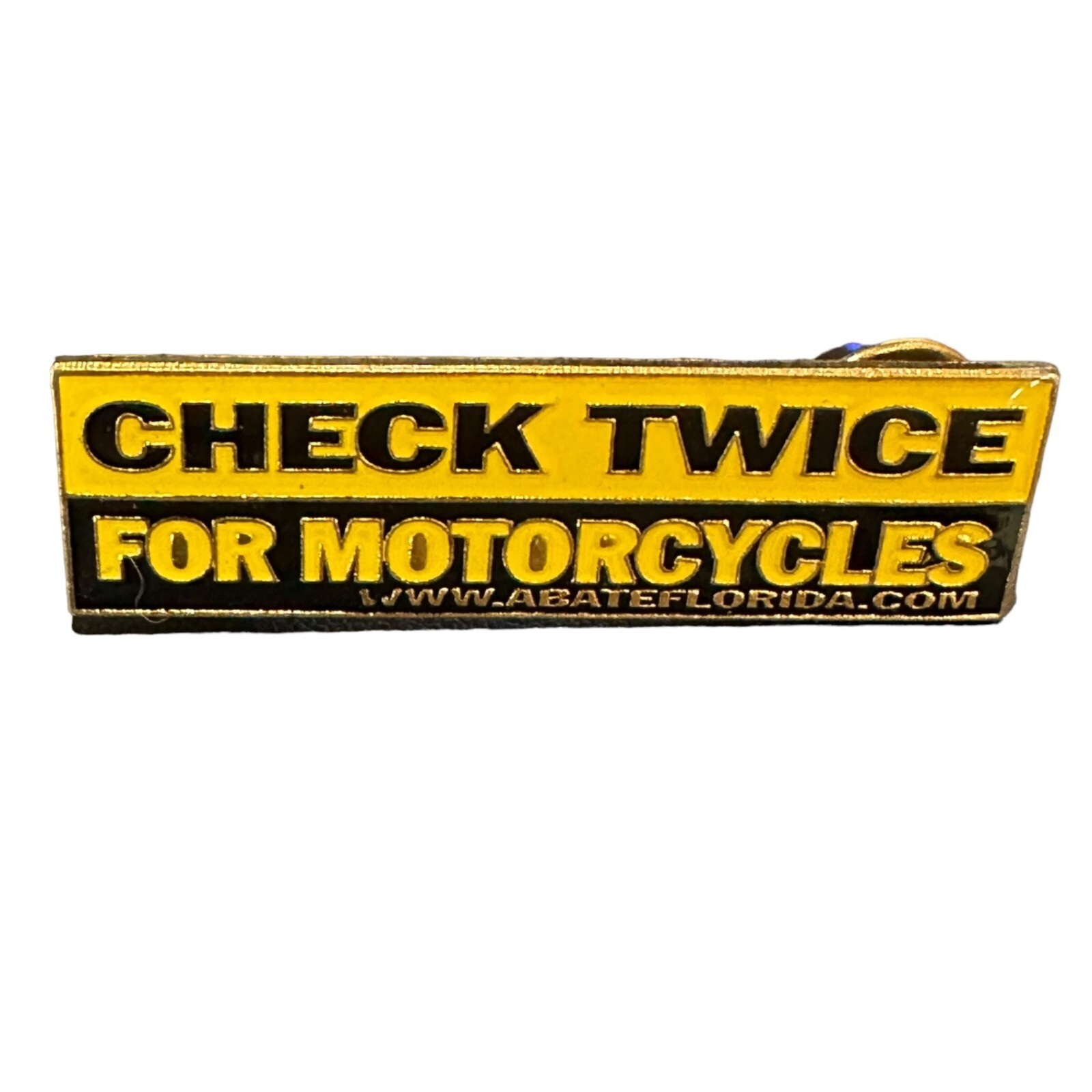Check Twice For Motorcycles Trading Pin Authentic Abate Florida Yellow Black