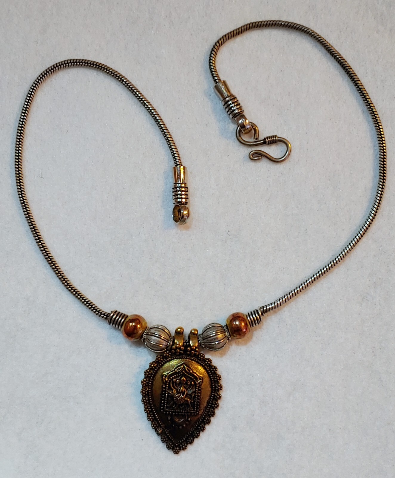 Necklace & 1 1/8 x 1 1/2 in Pendant – Metal – Beaded – 18 in Long