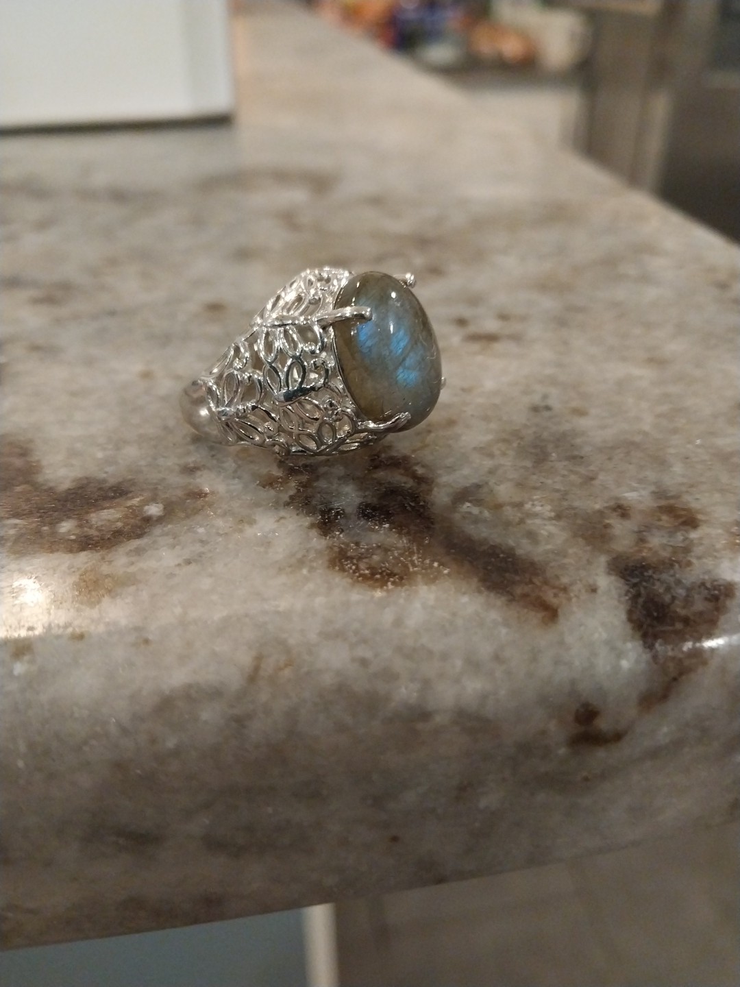 Karis Malagasy Labradorite Butterfly Ring in Platinum Bond (Size 6.0) 10.50 ctw