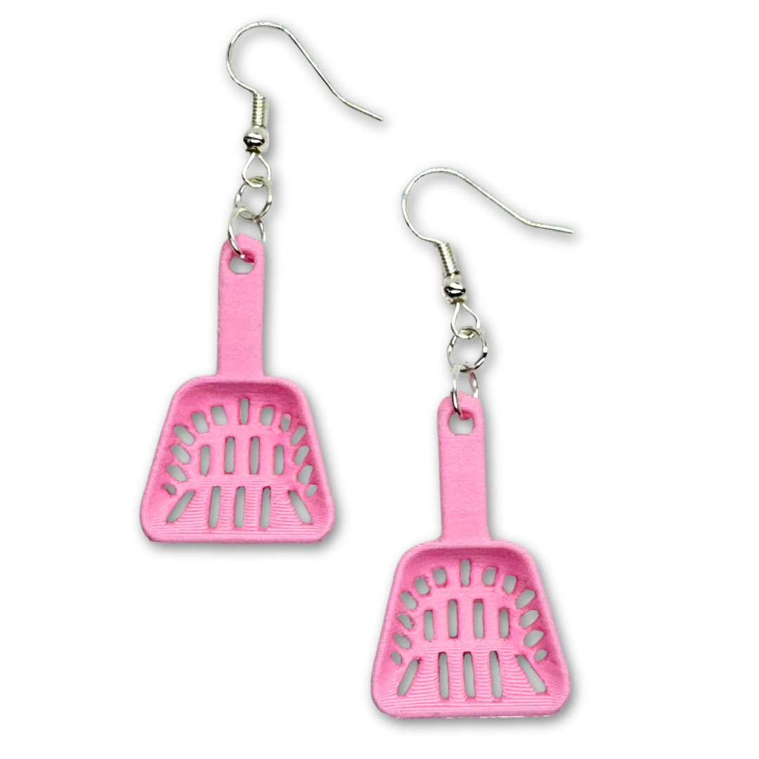 Cat Litter Scooper Earrings Weird 3D Printed Jewelry