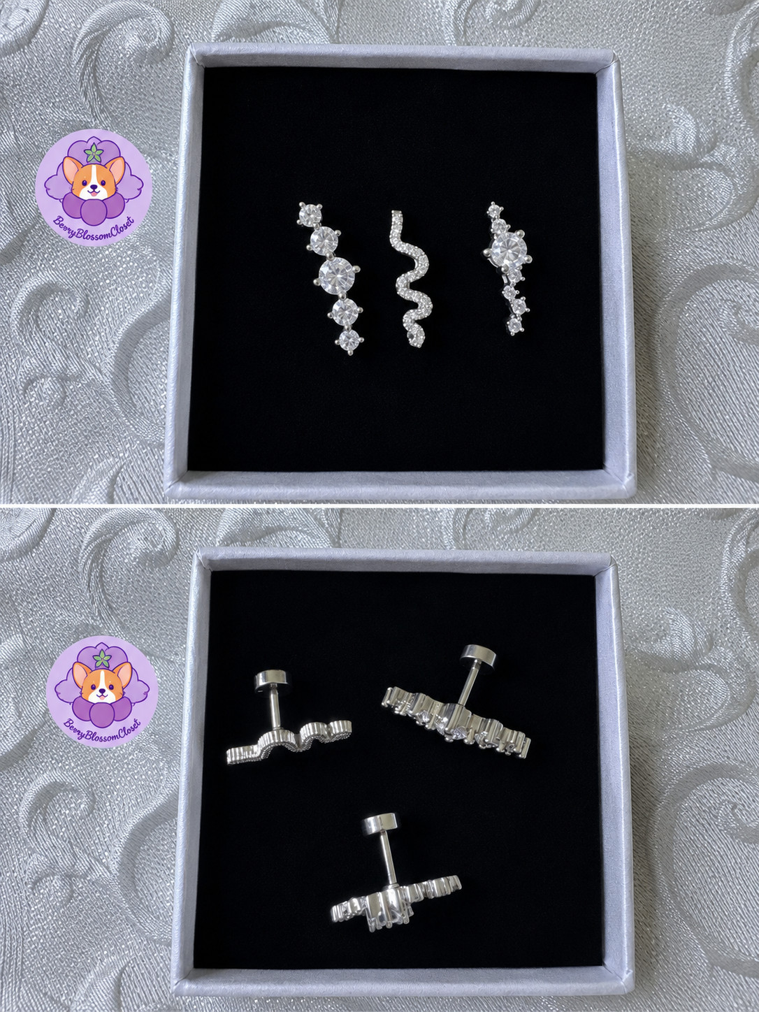 NEW – 3 Flat Back Cartilage Earrings – 16G Piercing