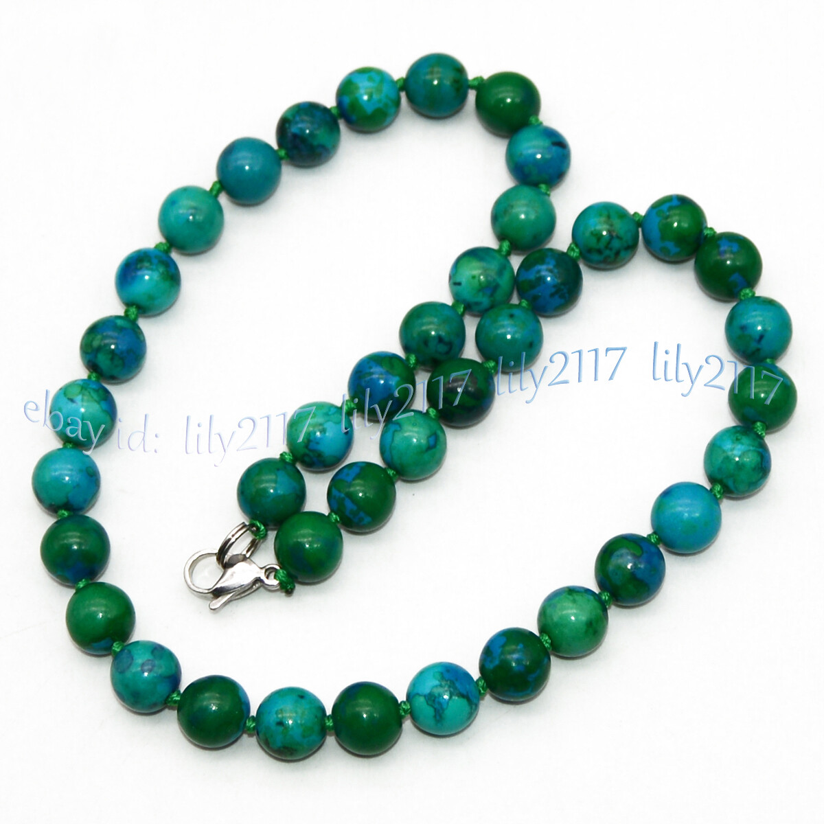 6/8/10/12mm Green Azurite Chrysocolla Round Gemstone Beads Necklaces 14-56inches
