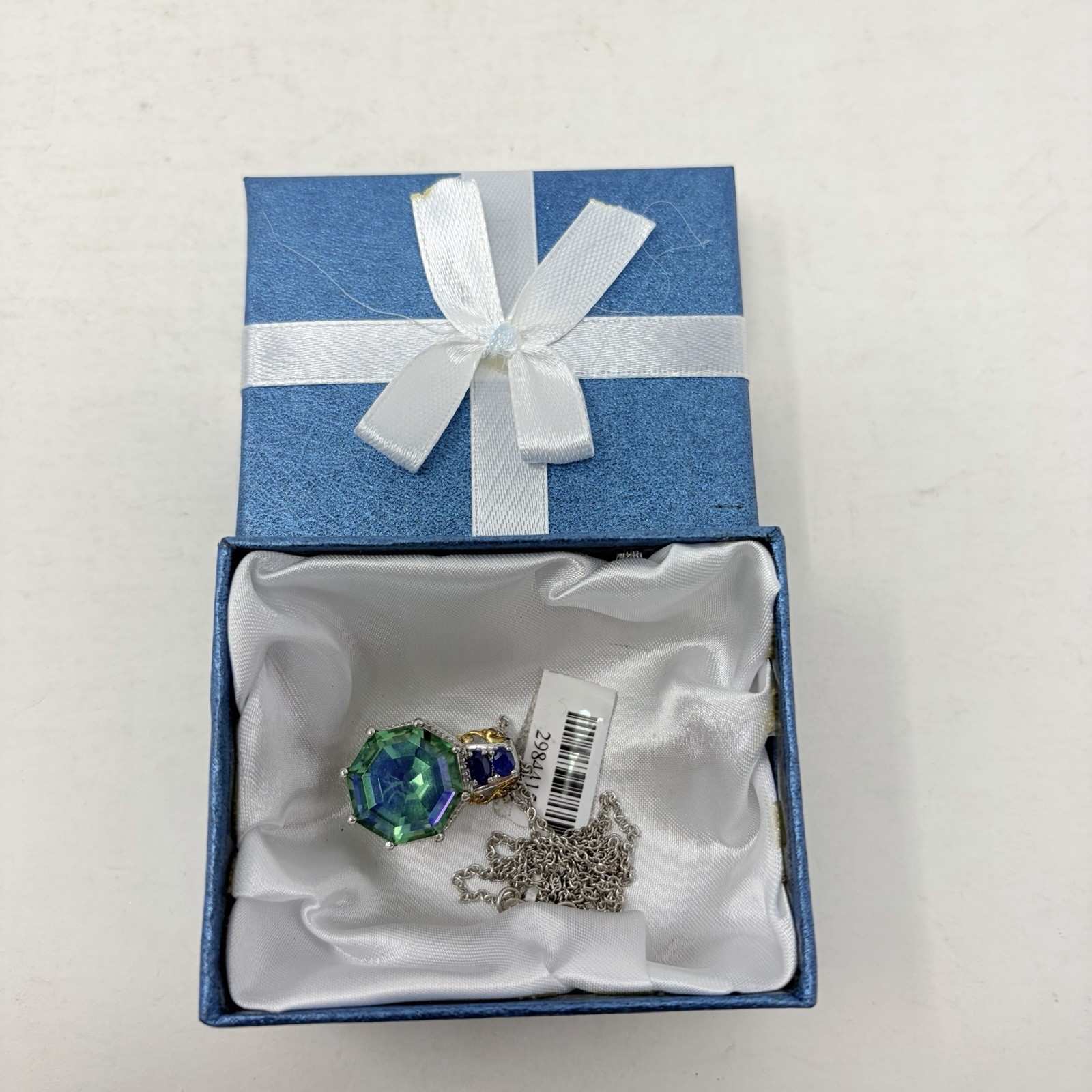 Shop LC Sterling Silver Peacock Quartz/Masoala Sapphire Pendant with Chain 5440