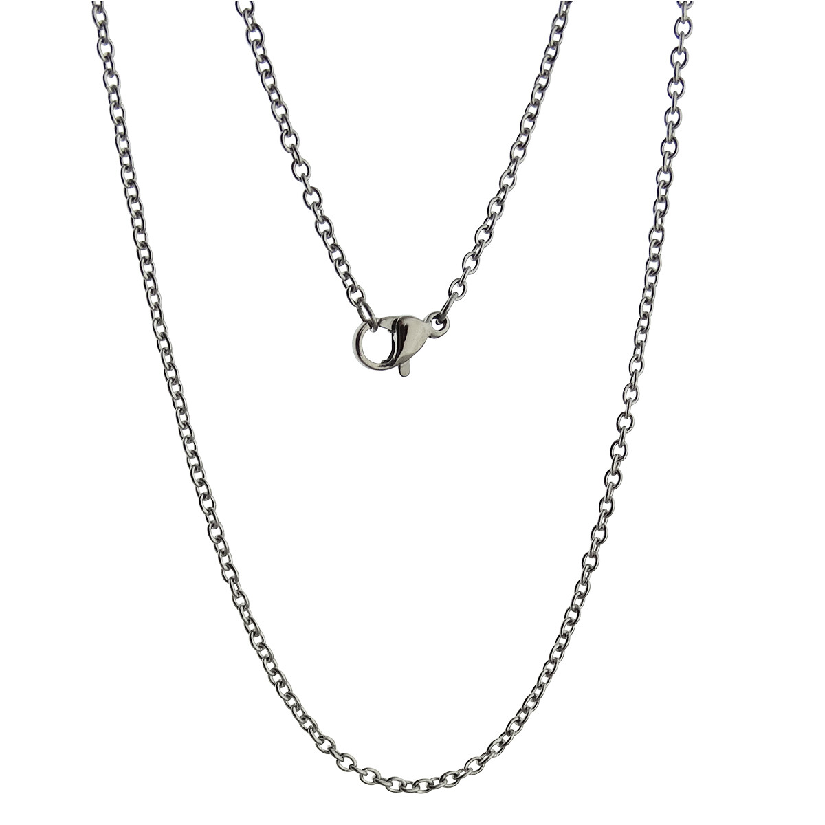 2mm Stainless Steel Rolo Cable Chain Necklace 16″ 18″ 20″ 22″ 24″ Lobster Clasp