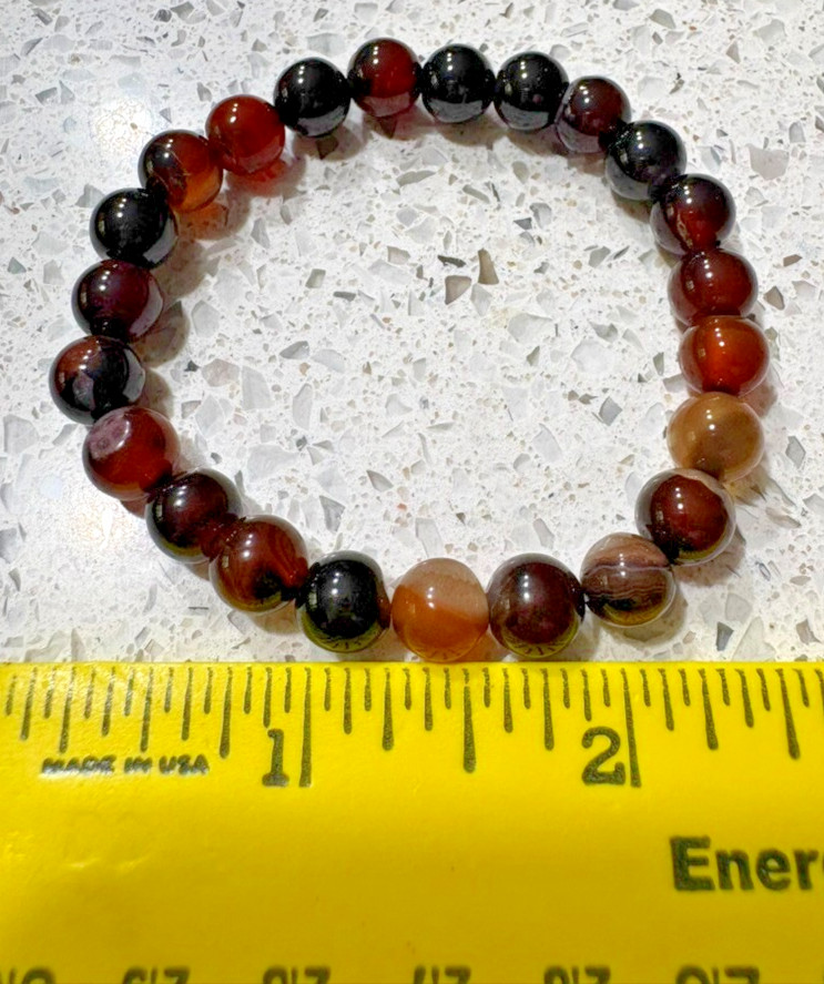 Crystal Ladies Beaded Stretch Bracelet – Red Agate, Passion & Mood