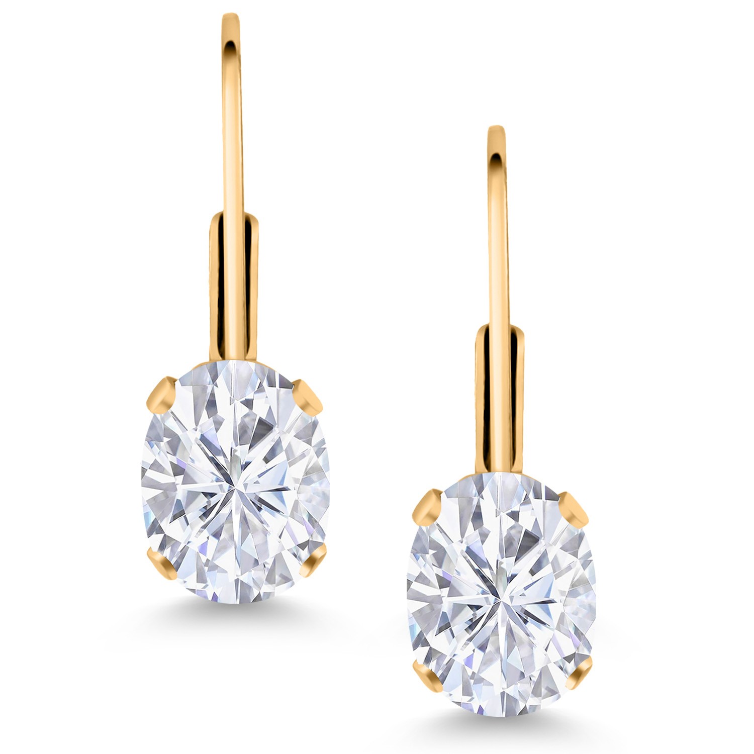 Zirconia Yellow Gold Plated Leverback Earrings For Women (3.00 Cttw, Gemstone