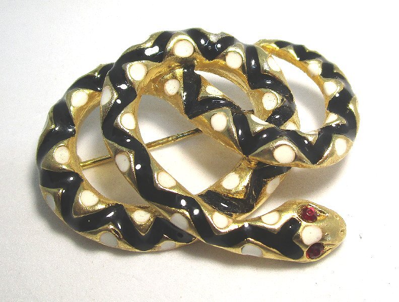 Gold Plate and Enamel Snake Pin 18.6 grams 1 3/4” lot 44u3