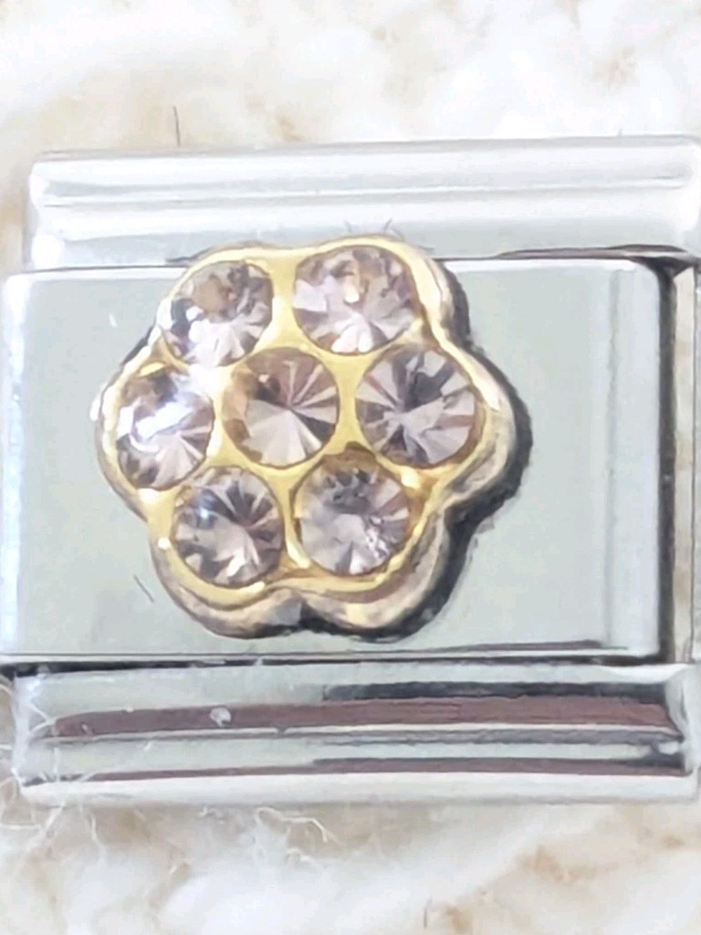 Authentic Casa D’Oro Flower Stones Classic 9mm Link Italian Charm N65
