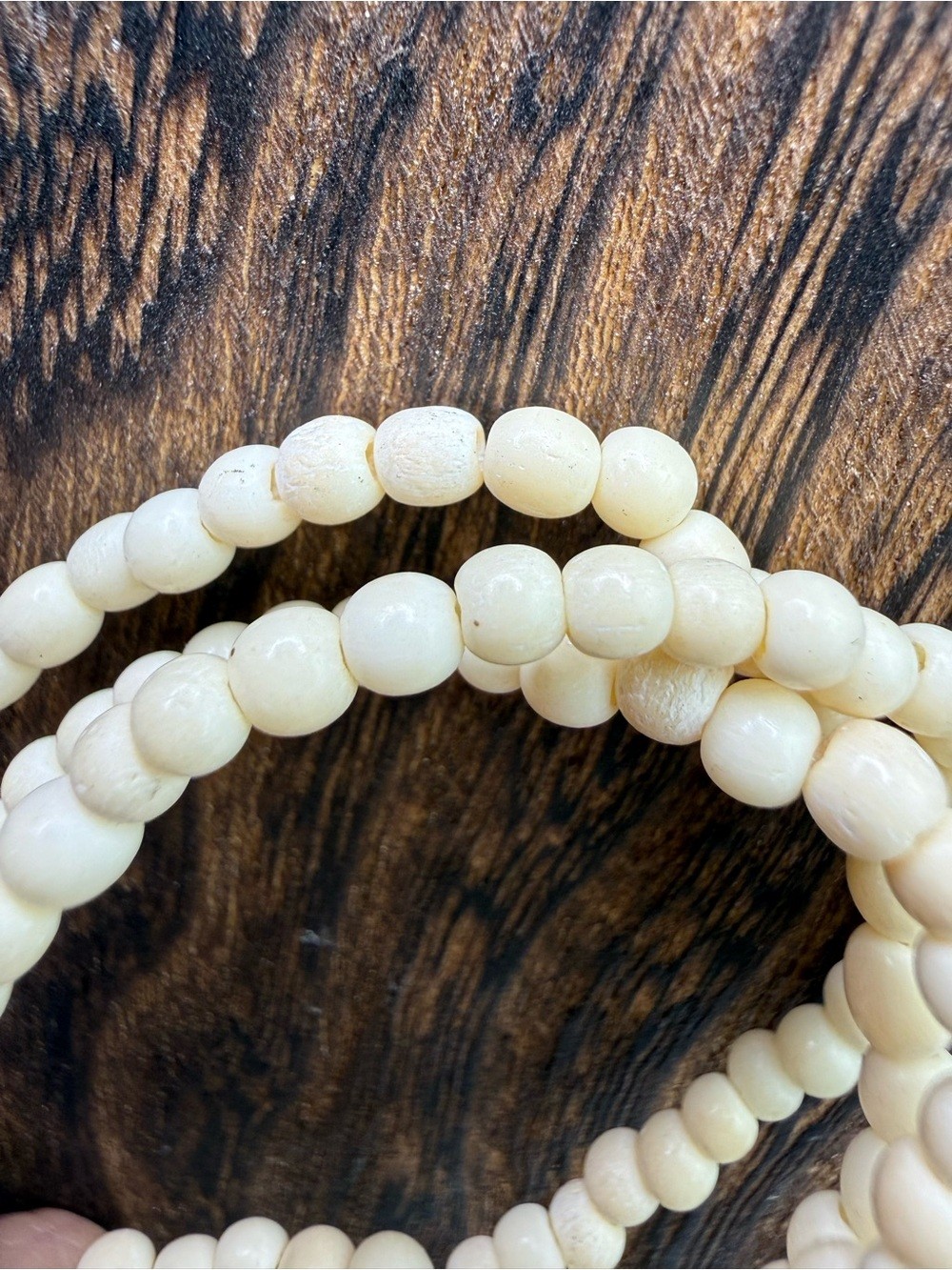 XL 1970s Mother of Pear Mosaic Pendent Multi-Strand Necklace, Bone, Seed Bead