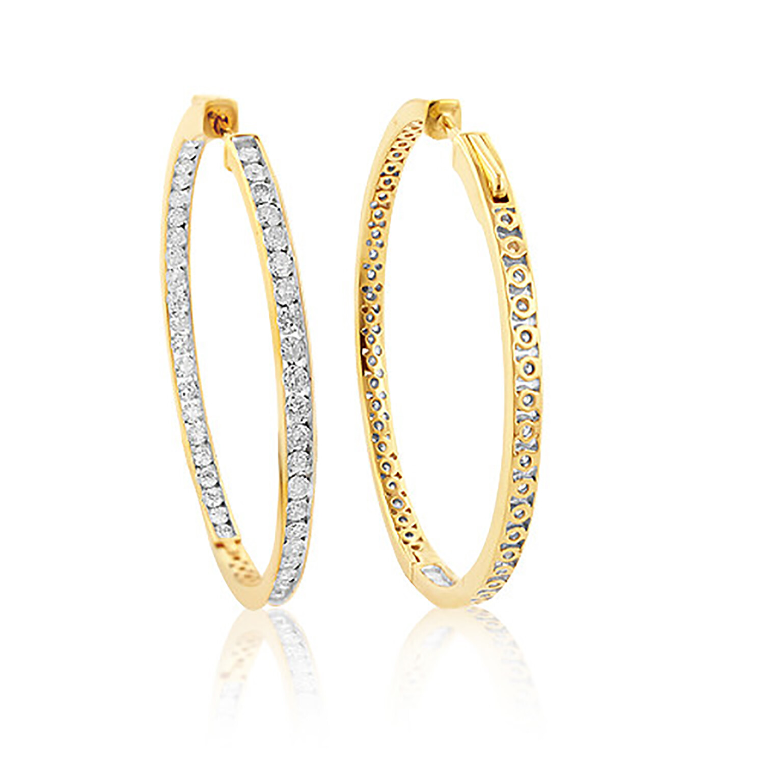 2 Ct Women’s Hoop Earrings Simulated Lab Diamond in 14K Solid Gold Plated Silver
