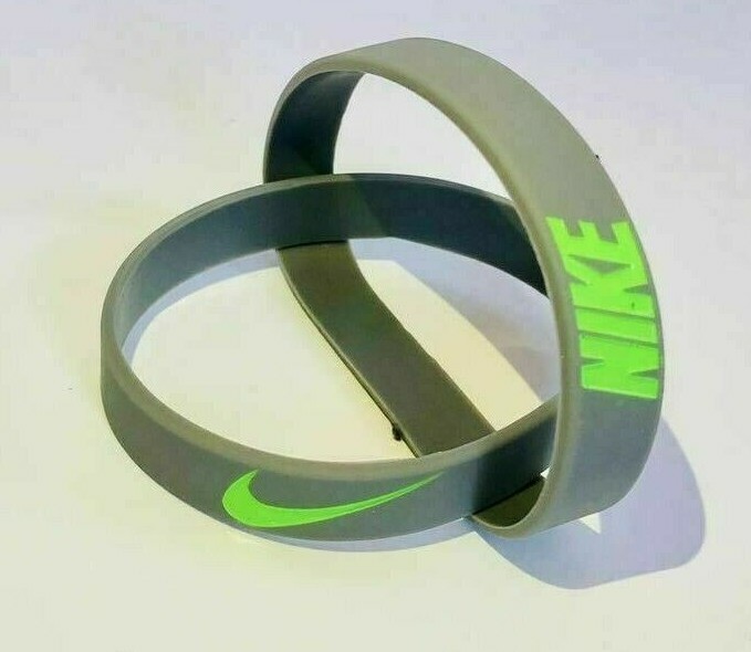 Nike Baller Band Silicone Rubber Bracelet Gray Lime Green Series AF1 RARE