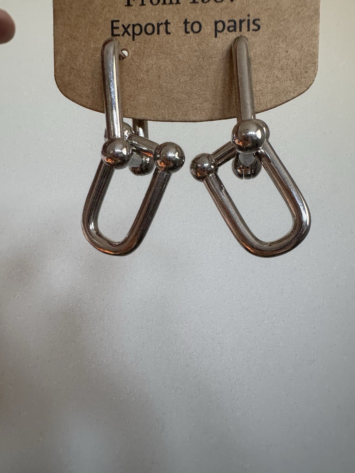 Silver geometric hoop wire earrings for women, metal lobe jewelry, modern style