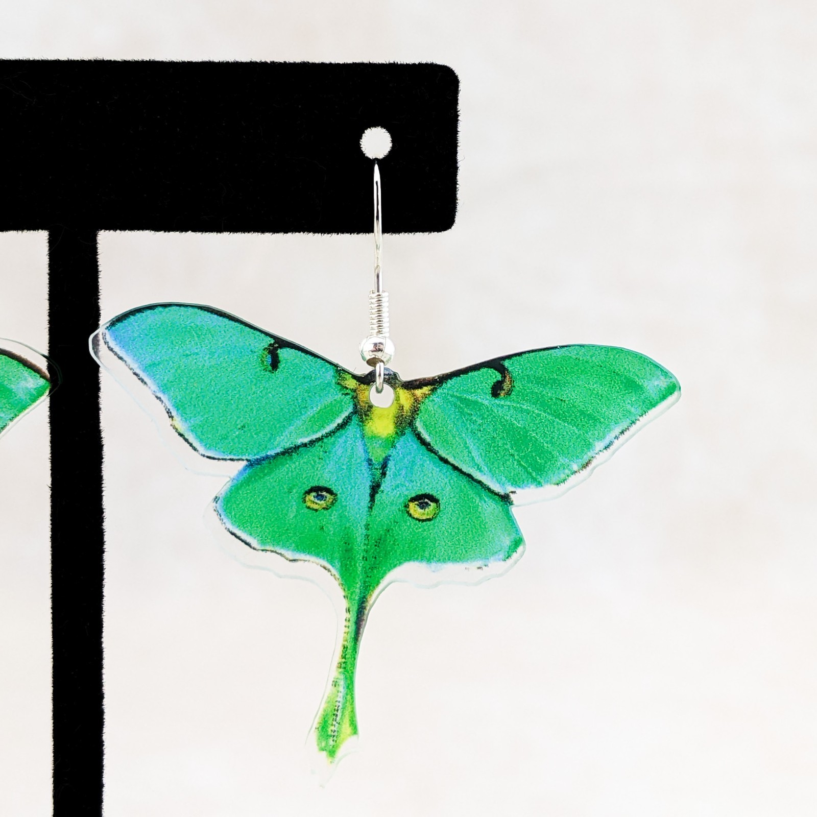 3 pc Luna Moth Silver Drop Earrings & Necklace Fashion Jewelry acrylic gift set