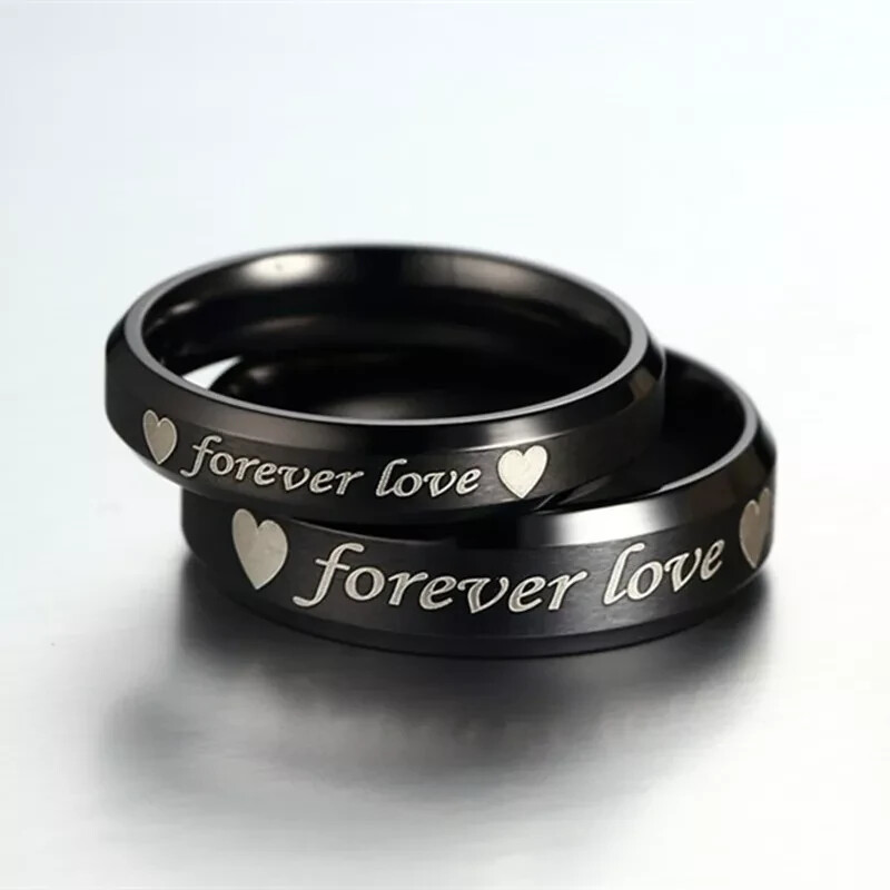 Sz 5,6,7,8,9,10,11,12: Black Forever Love Couple Ring