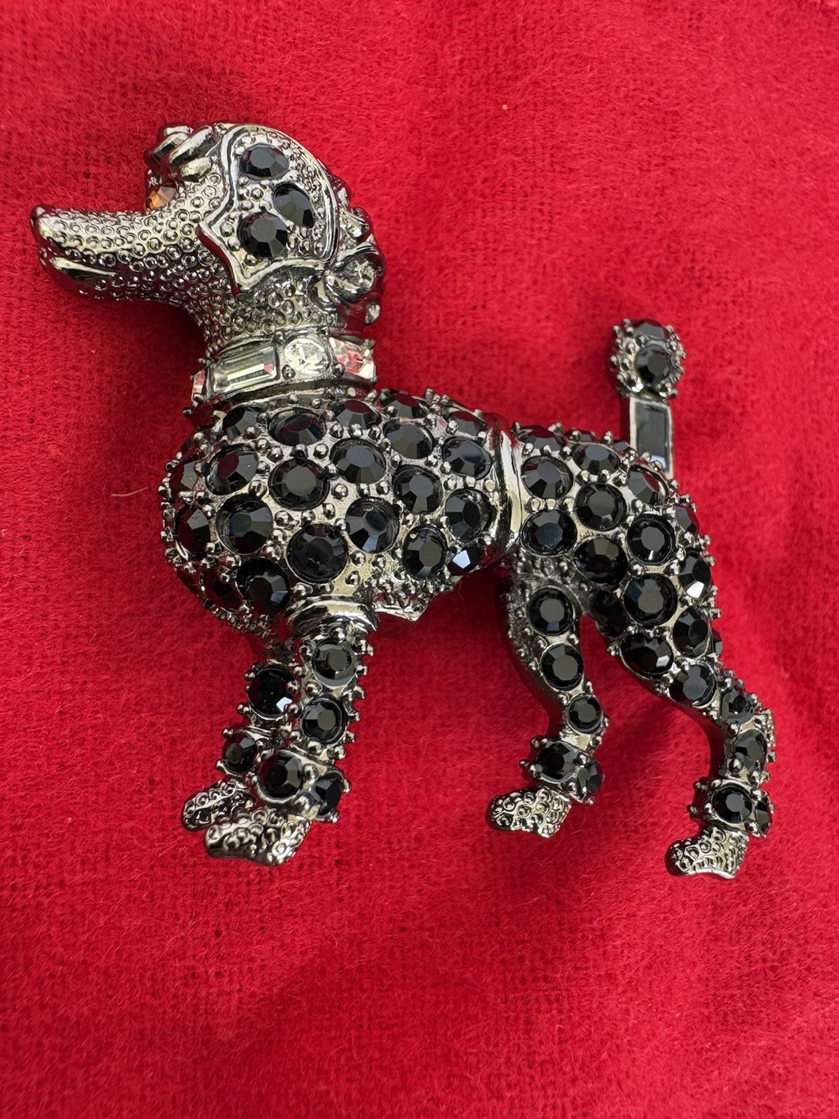 KJL Kenneth Jay Lane Rhinestone Poodle Brooch Pin – Complete Set w/ Box & Book