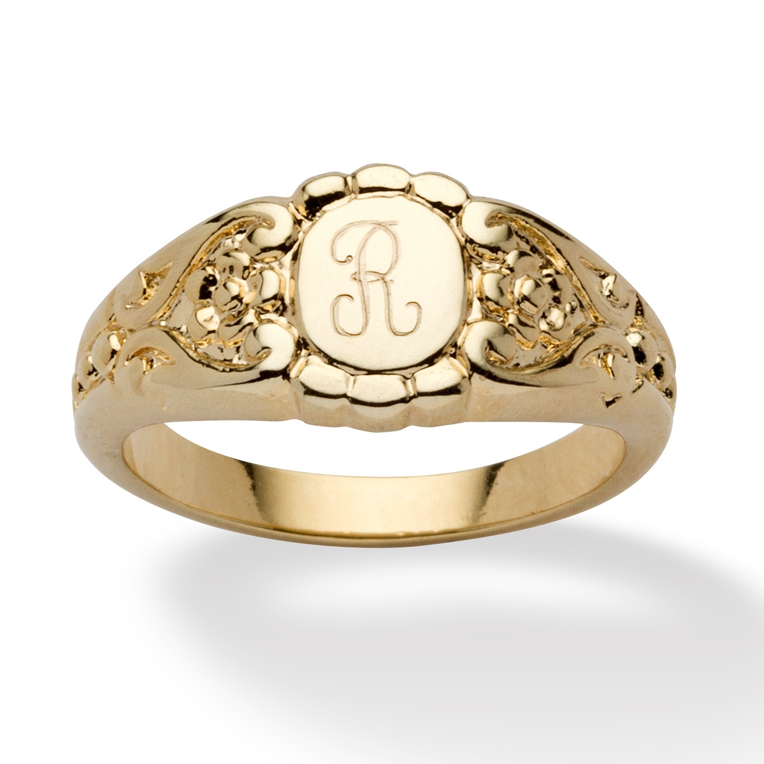 LADIES 14K GOLD PLATED PERSONALIZED INITIAL RING SIZE 5 6 7 8 9 10
