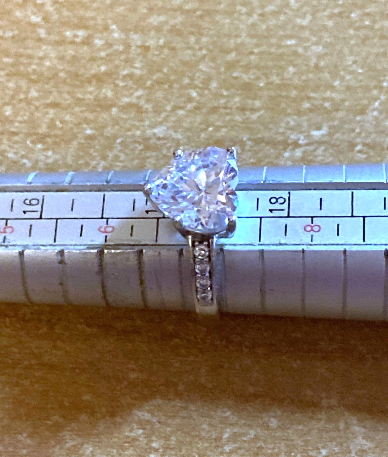 STAUER DIAMONDAURA HEART WITH SIDE STONES TOTAL 3.75CTS 925 STERLING SILVER SZ7