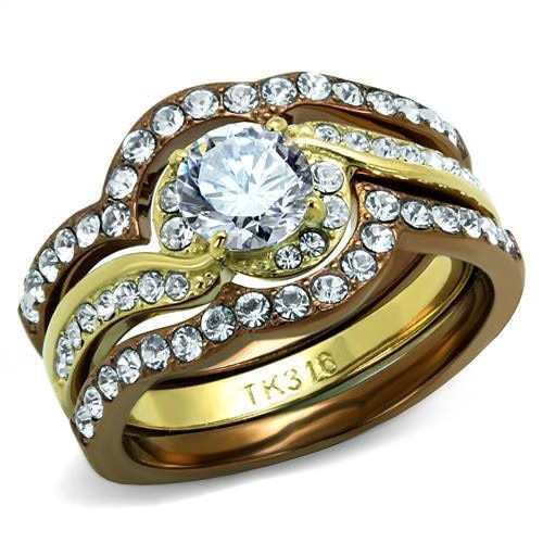 TK2669 – IP Gold & IP Light Brown (IP Light coffee) Stainless Steel Ring with AA